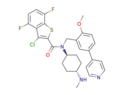 trans-3-chloro-4,7-difluoro-benzo[b]thiophene-2-carboxylic acid (2-methoxy-5-pyridin-4-yl-benzyl)-(4-methylamino-cyclohexyl)-amide